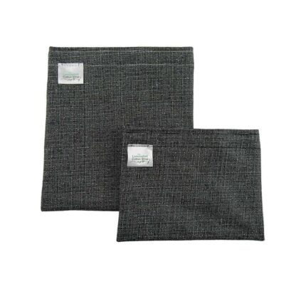 snack bag set black ink linen