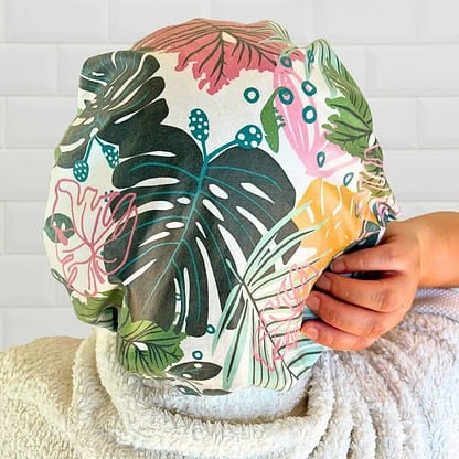 monstera leaves shower cap laminated cotton