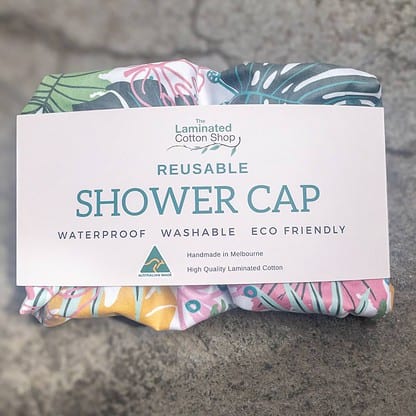 tropical leaves shower cap