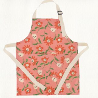 pink flowers kids waterproof French coated cotton apron