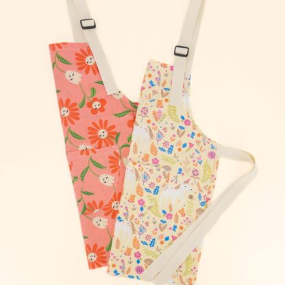 kids aprons pink flowers and unicorns made in australia waterproof laminated cotton